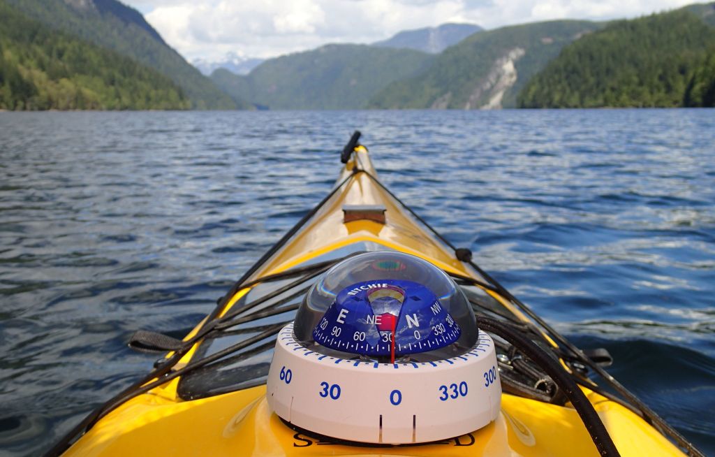 kayak deck compass with sail reflection