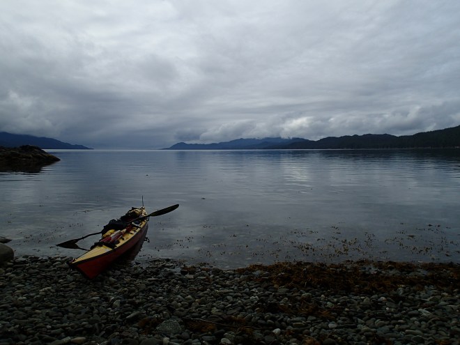 bringing the kayak ashore