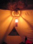 candle lantern in a tent