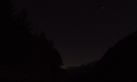 The faint glow of the Northern Lights