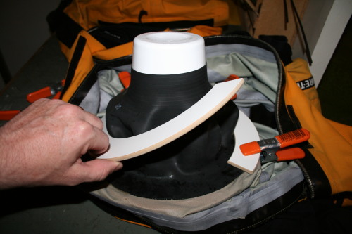 clamping the jig half-circles in place