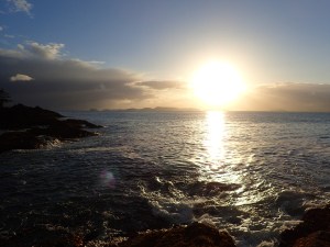 sunset over a seascape horizon