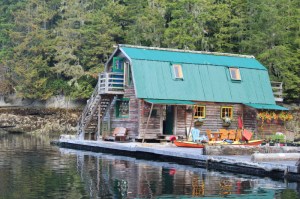 A sea kayak on a resort dock