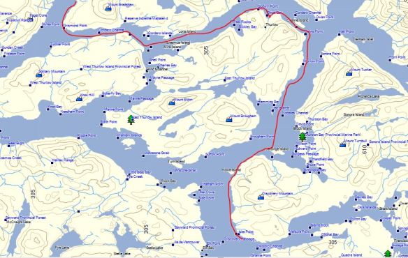 a route shown on a map