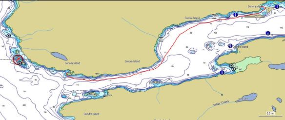 a chart snippet showing my route