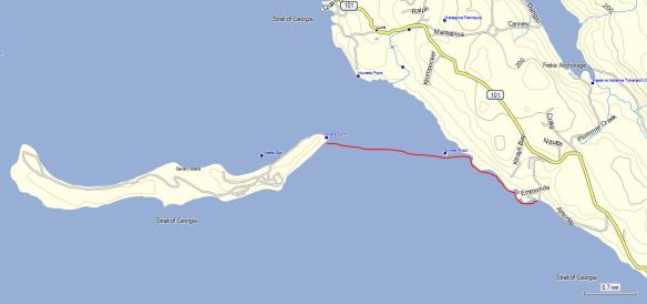 a map showing the route of my kayak voyage on August 23