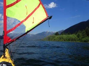 The paddler's eye view of a kayak sail