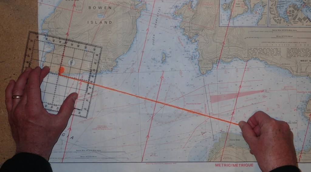 A photo showing the use of a Davis protractor.